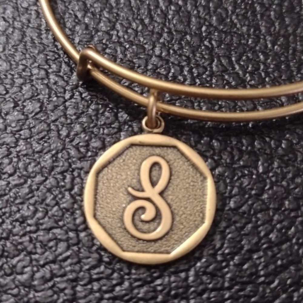 Alex and Ani Goldtone Charm  Bracelet Initial S Letter S New Old Stock 2014 - Picture 2 of 3